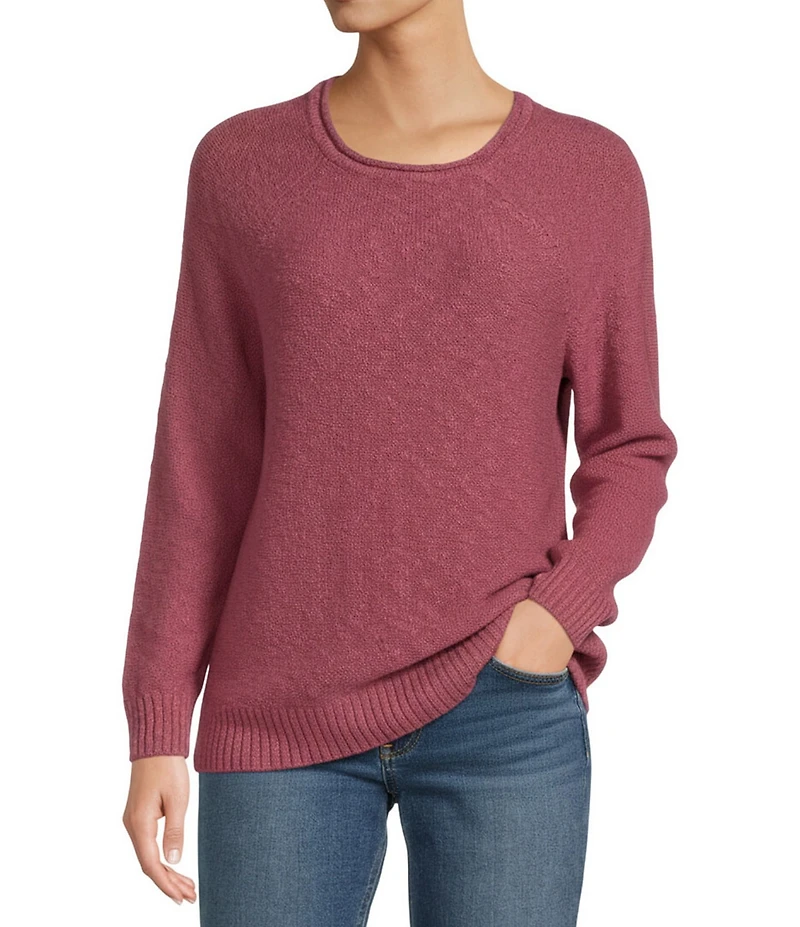 L.L.Bean Soft Texture Cotton Slub Roll Neck Long Sleeve Midweight Pullover