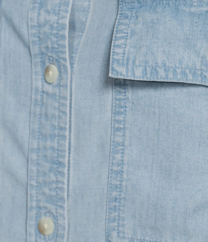 L.L.Bean Soft Washed Point Collar Utility Button Front Shirt