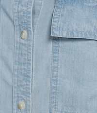 L.L.Bean Soft Washed Point Collar Utility Button Front Shirt