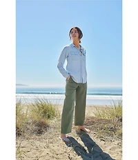 L.L.Bean Soft Washed Point Collar Utility Button Front Shirt