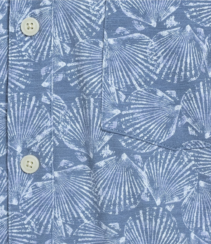 L.L.Bean Stonecoast Performance Seashell Print Short Sleeve Woven Shirt