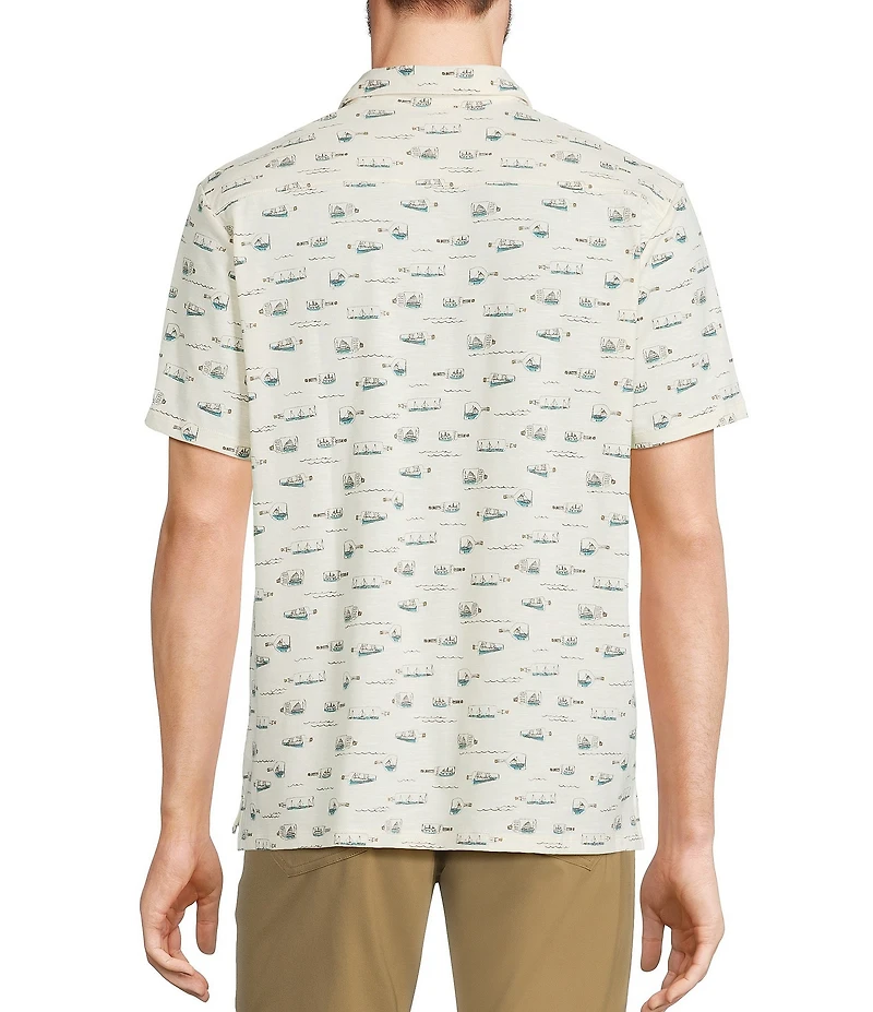 L.L.Bean Stonecoast Scenic Print Performance Short Sleeve Woven Shirt