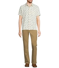L.L.Bean Stonecoast Scenic Print Performance Short Sleeve Woven Shirt
