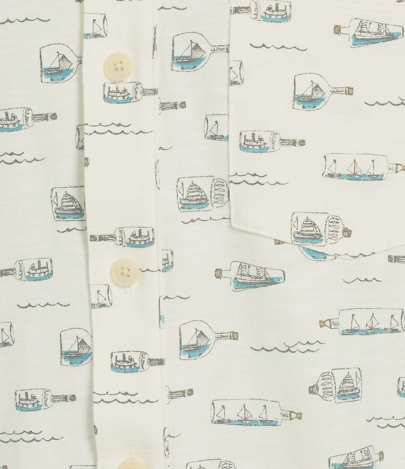 L.L.Bean Stonecoast Scenic Print Performance Short Sleeve Woven Shirt