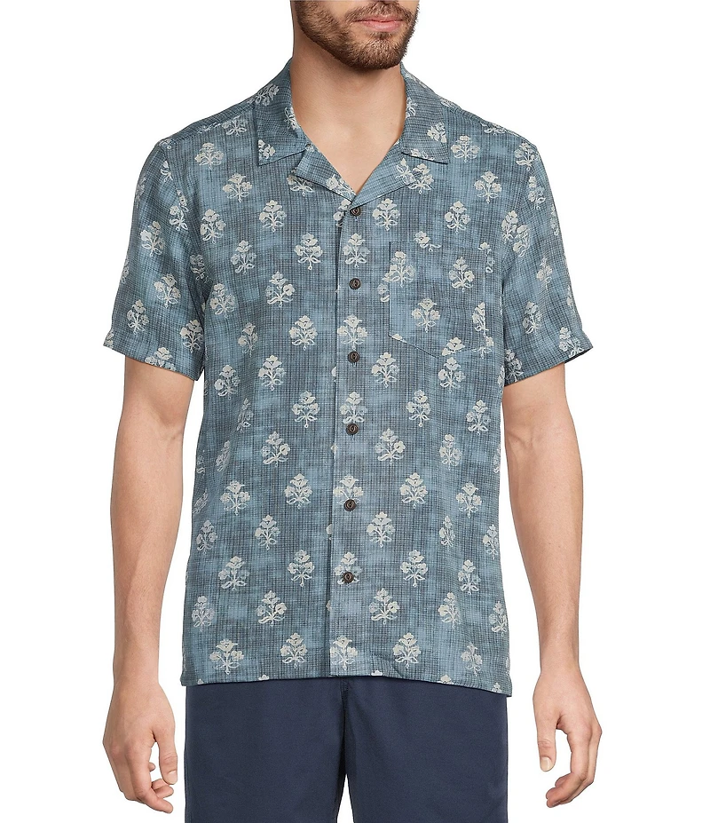 L.L.Bean Sunwashed Summer Printed Short Sleeve Woven Shirt