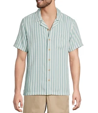 L.L.Bean Sunwashed Summer Stripe Short Sleeve Woven Shirt