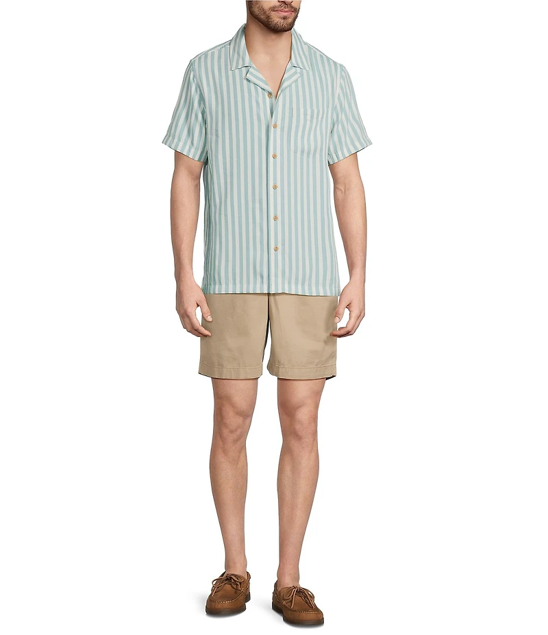 L.L.Bean Sunwashed Summer Stripe Short Sleeve Woven Shirt