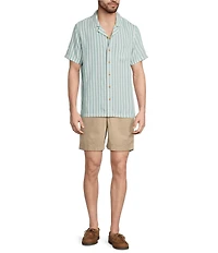 L.L.Bean Sunwashed Summer Stripe Short Sleeve Woven Shirt