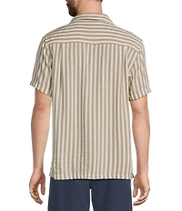 L.L.Bean Sunwashed Summer Stripe Short Sleeve Woven Shirt