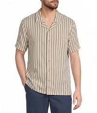 L.L.Bean Sunwashed Summer Stripe Short Sleeve Woven Shirt
