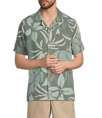 L.L.Bean Sunwashed Summer Tropical Print Short Sleeve Woven Camp Shirt