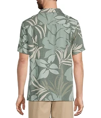 L.L.Bean Sunwashed Summer Tropical Print Short Sleeve Woven Camp Shirt