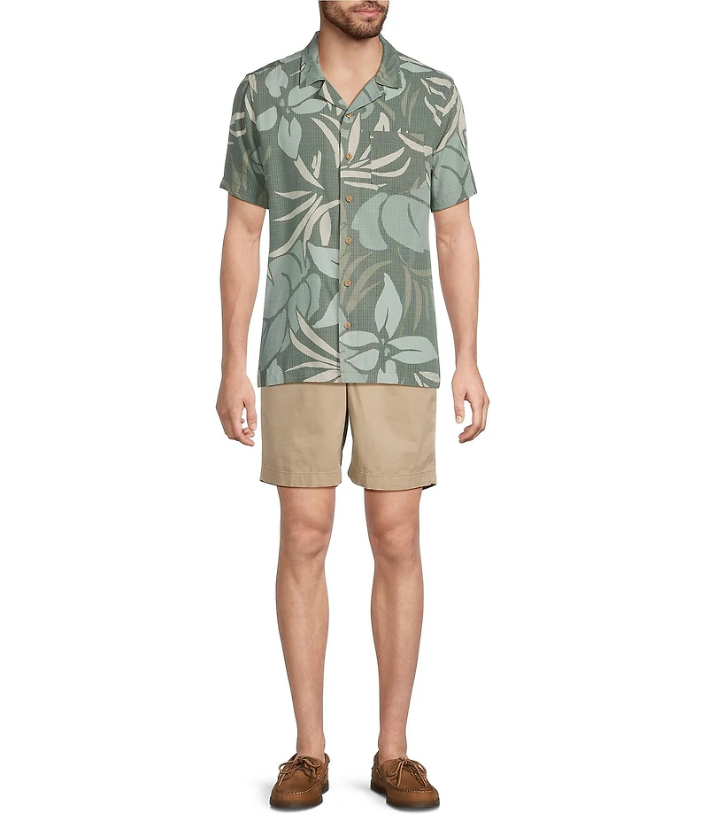 L.L.Bean Sunwashed Summer Tropical Print Short Sleeve Woven Camp Shirt