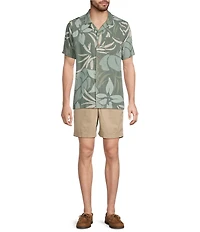 L.L.Bean Sunwashed Summer Tropical Print Short Sleeve Woven Camp Shirt