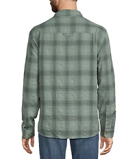 L.L.Bean Sunwashed Textured Plaid Long Sleeve Woven Shirt