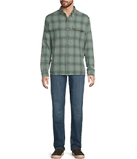 L.L.Bean Sunwashed Textured Plaid Long Sleeve Woven Shirt