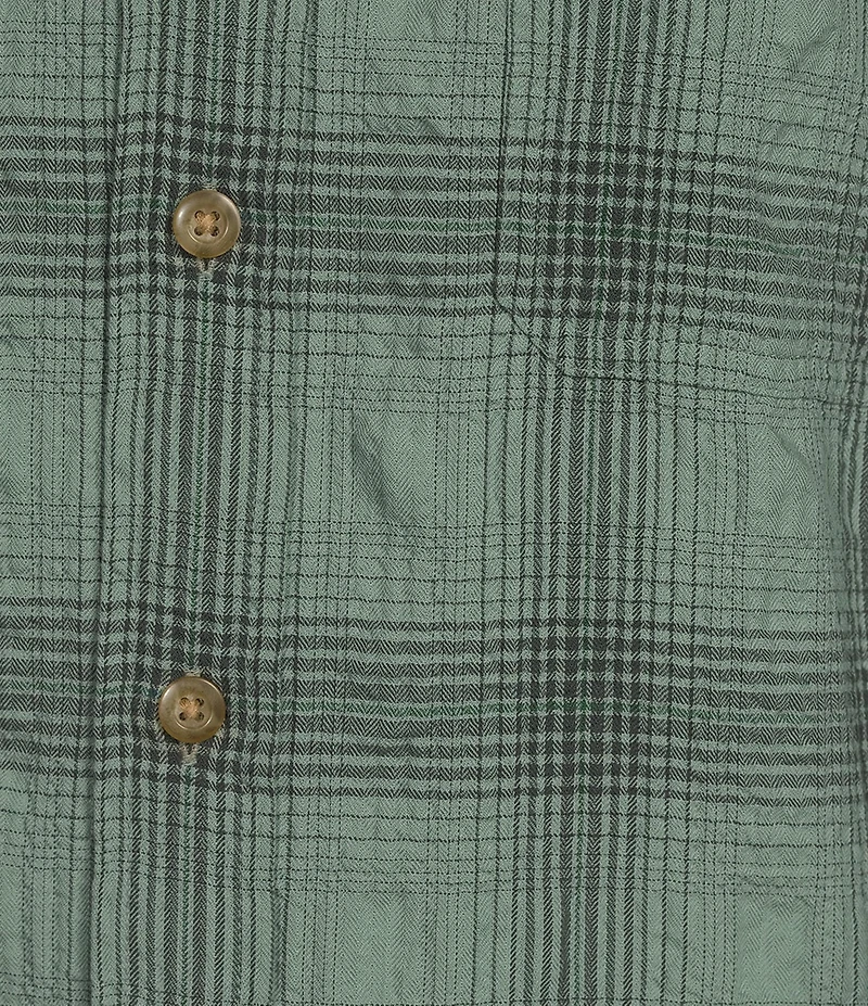 L.L.Bean Sunwashed Textured Plaid Long Sleeve Woven Shirt