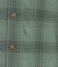 L.L.Bean Sunwashed Textured Plaid Long Sleeve Woven Shirt