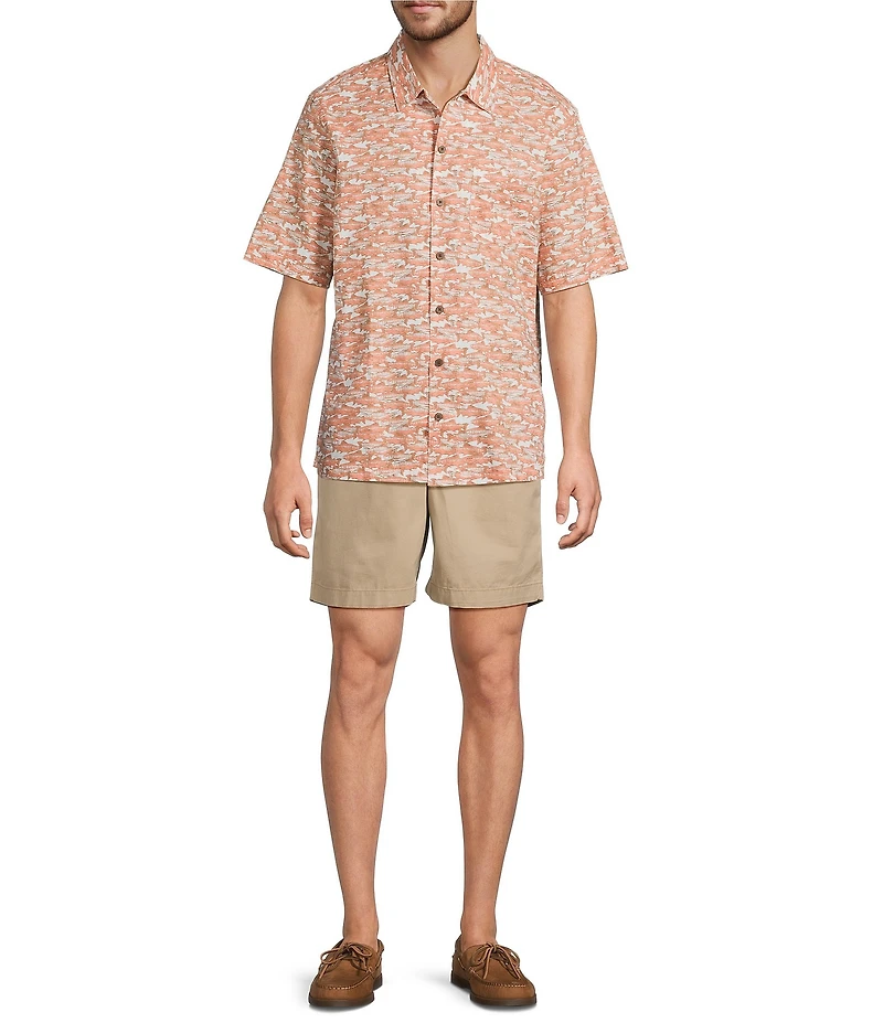 L.L.Bean Tropics Allover Print Short Sleeve Woven Shirt