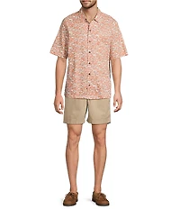 L.L.Bean Tropics Allover Print Short Sleeve Woven Shirt