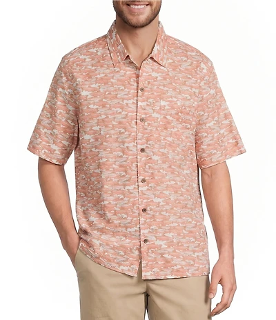 L.L.Bean Tropics Allover Print Short Sleeve Woven Shirt