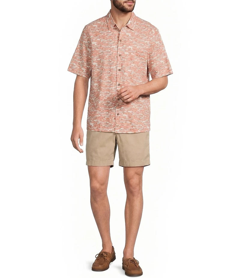 L.L.Bean Tropics Allover Print Short Sleeve Woven Shirt
