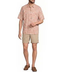L.L.Bean Tropics Allover Print Short Sleeve Woven Shirt