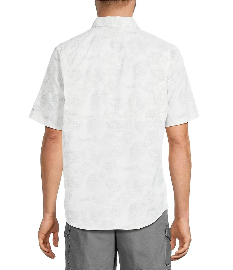 L.L.Bean Tropicwear Palm Print Short Sleeve Woven Shirt