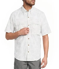 L.L.Bean Tropicwear Palm Print Short Sleeve Woven Shirt