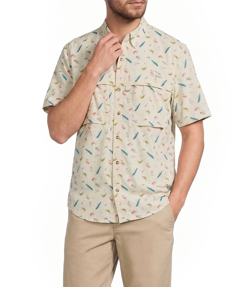 L.L.Bean Tropicwear Printed Short Sleeve Woven Shirt