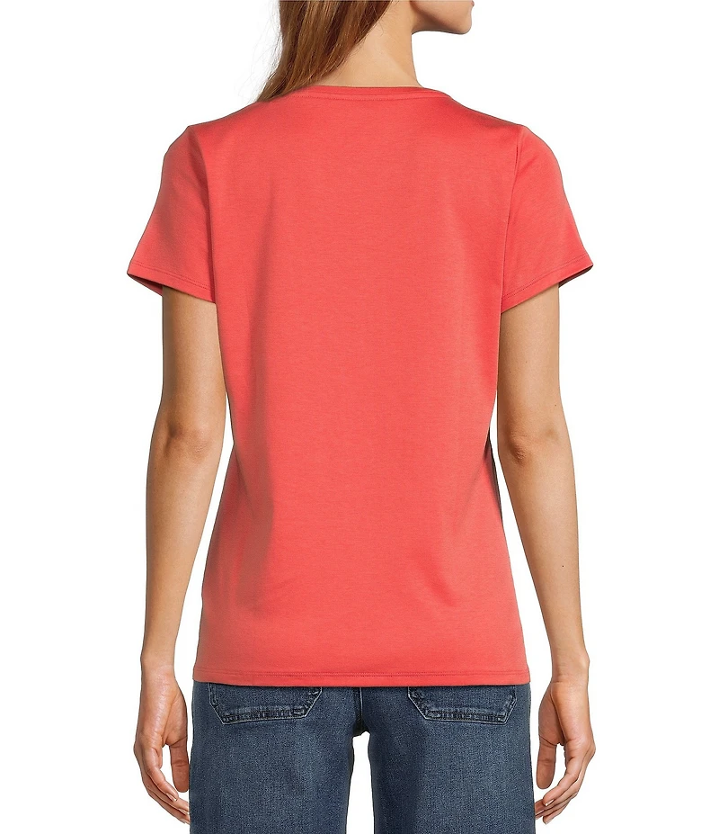 L.L.Bean Pima Cotton V-Neck Short Sleeve Tee Shirt