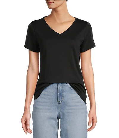 L.L.Bean Pima Cotton V-Neck Short Sleeve Tee Shirt