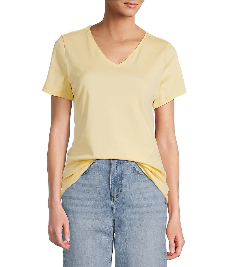 L.L.Bean Pima Cotton V-Neck Short Sleeve Tee Shirt