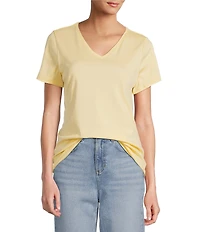 L.L.Bean Pima Cotton V-Neck Short Sleeve Tee Shirt