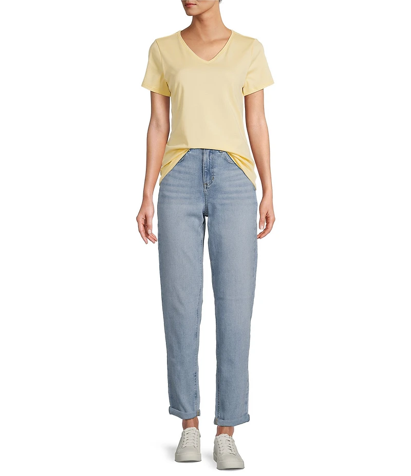 L.L.Bean Pima Cotton V-Neck Short Sleeve Tee Shirt