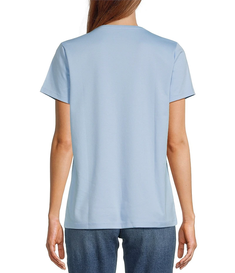 L.L.Bean Pima Cotton V-Neck Short Sleeve Tee Shirt