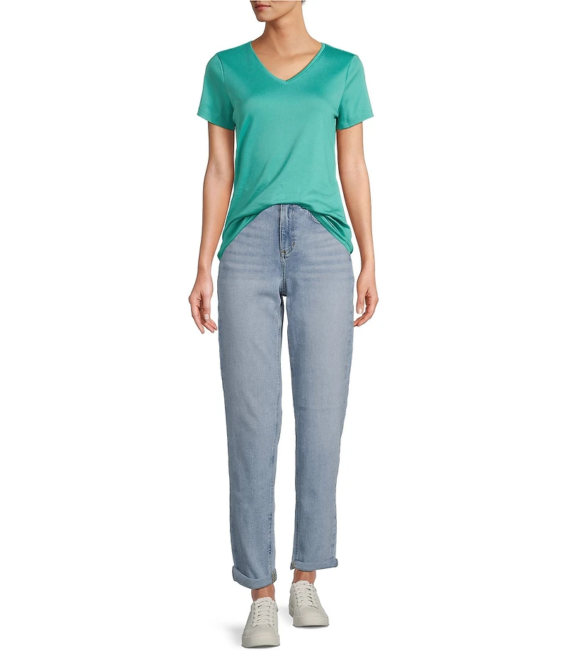 L.L.Bean Pima Cotton V-Neck Short Sleeve Tee Shirt