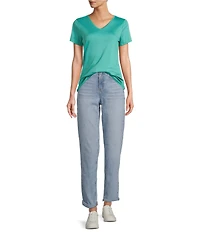 L.L.Bean Pima Cotton V-Neck Short Sleeve Tee Shirt