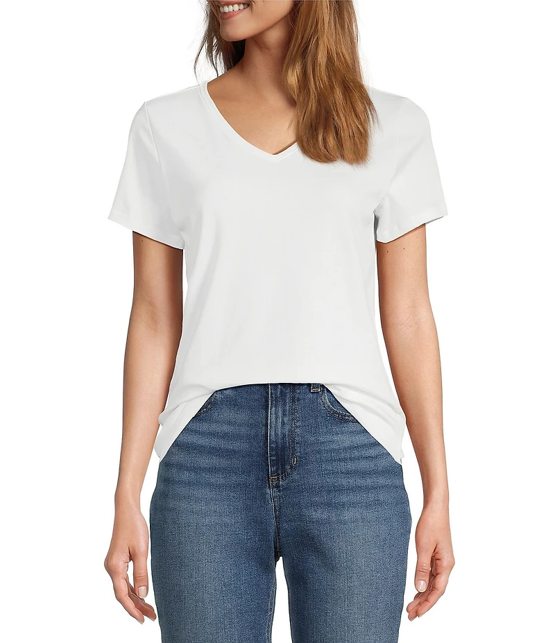 L.L.Bean Pima Cotton V-Neck Short Sleeve Tee Shirt