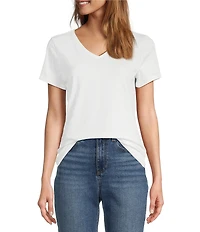 L.L.Bean Pima Cotton V-Neck Short Sleeve Tee Shirt