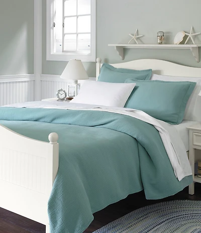 L.L.Bean Vintage Matelasse Block Pattern Cotton Bedspread