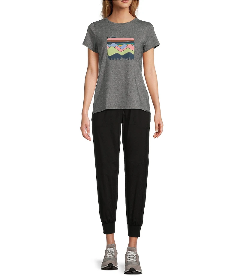 L.L.Bean Vista Camp Mid-Rise Tapered-Leg Pocketed Adjustable Drawcord Pull-On Cropped Joggers