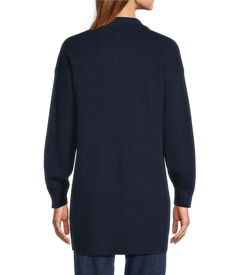 L.L.Bean Wicked Soft Cotton Cashmere Blend Shawl Collar Open Front Coatigan