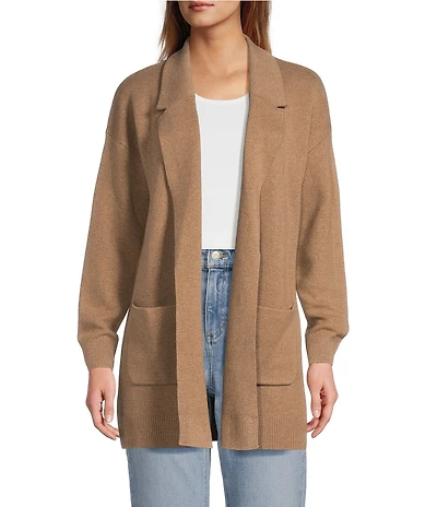 L.L.Bean Wicked Soft Cotton Cashmere Blend Shawl Collar Open Front Coatigan