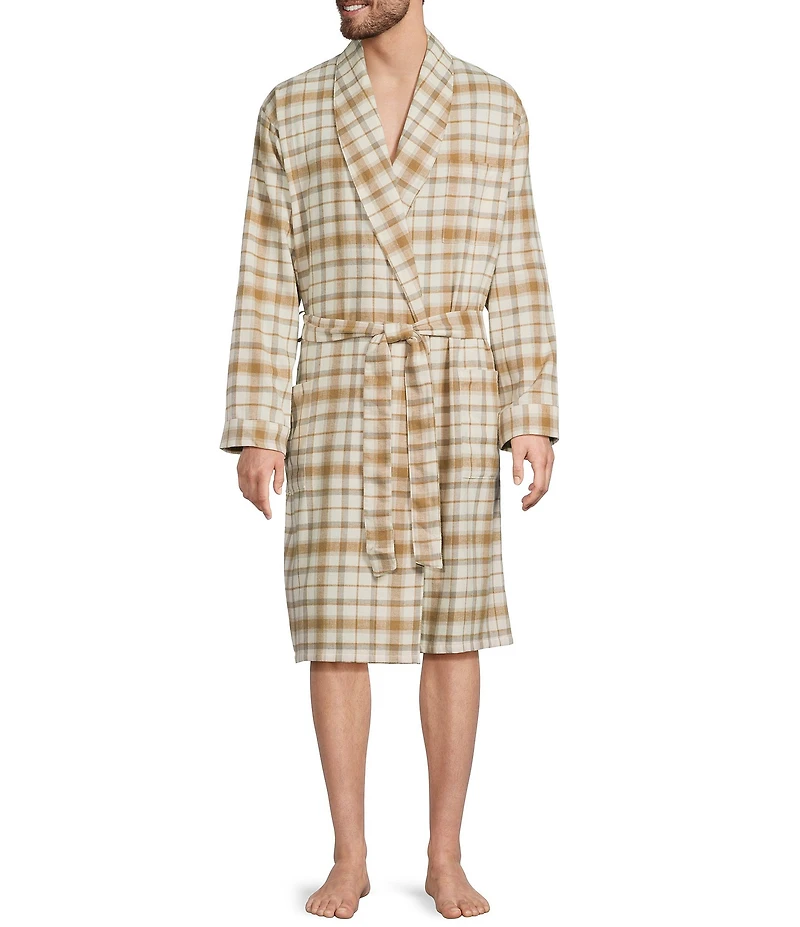 L.L.Bean Window Plaid Flannel Robe
