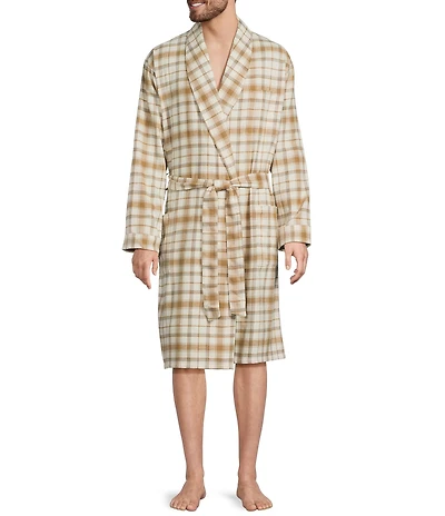 L.L.Bean Window Plaid Flannel Robe