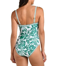 La Blanca Botanical Brocade Scoop Neck Lingerie Tank One Piece Swimsuit