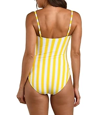 La Blanca Coastal Club House Reversible Square Neck Bandeau One Piece Swimsuit