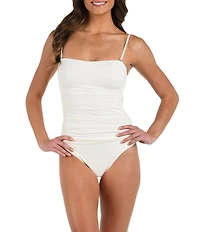 La Blanca Island Goddess Shirred Bandeau One Piece Swimsuit