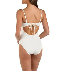 La Blanca Island Goddess Shirred Bandeau One Piece Swimsuit